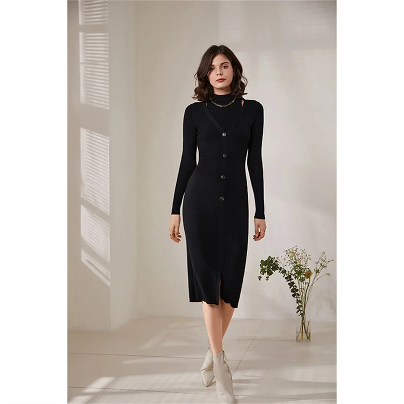 Sweater Dress Long Sleeve Black Winter Dress Black Long Sleeve