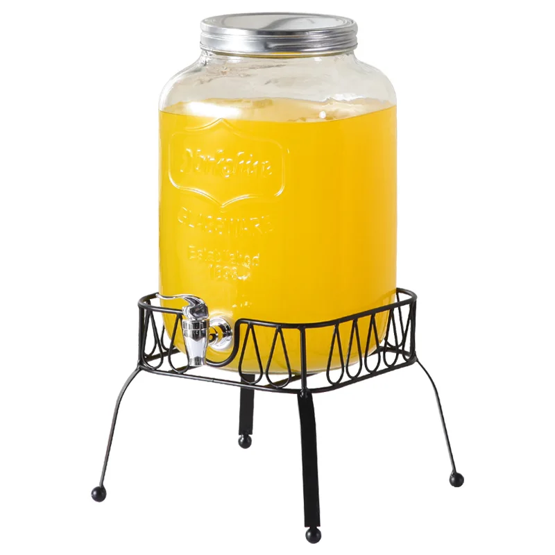 Aluminum-Lined Glass Beer Barrel with Faucet Cold Drink and Beverage Juice Container for Wine for Serving and Storage