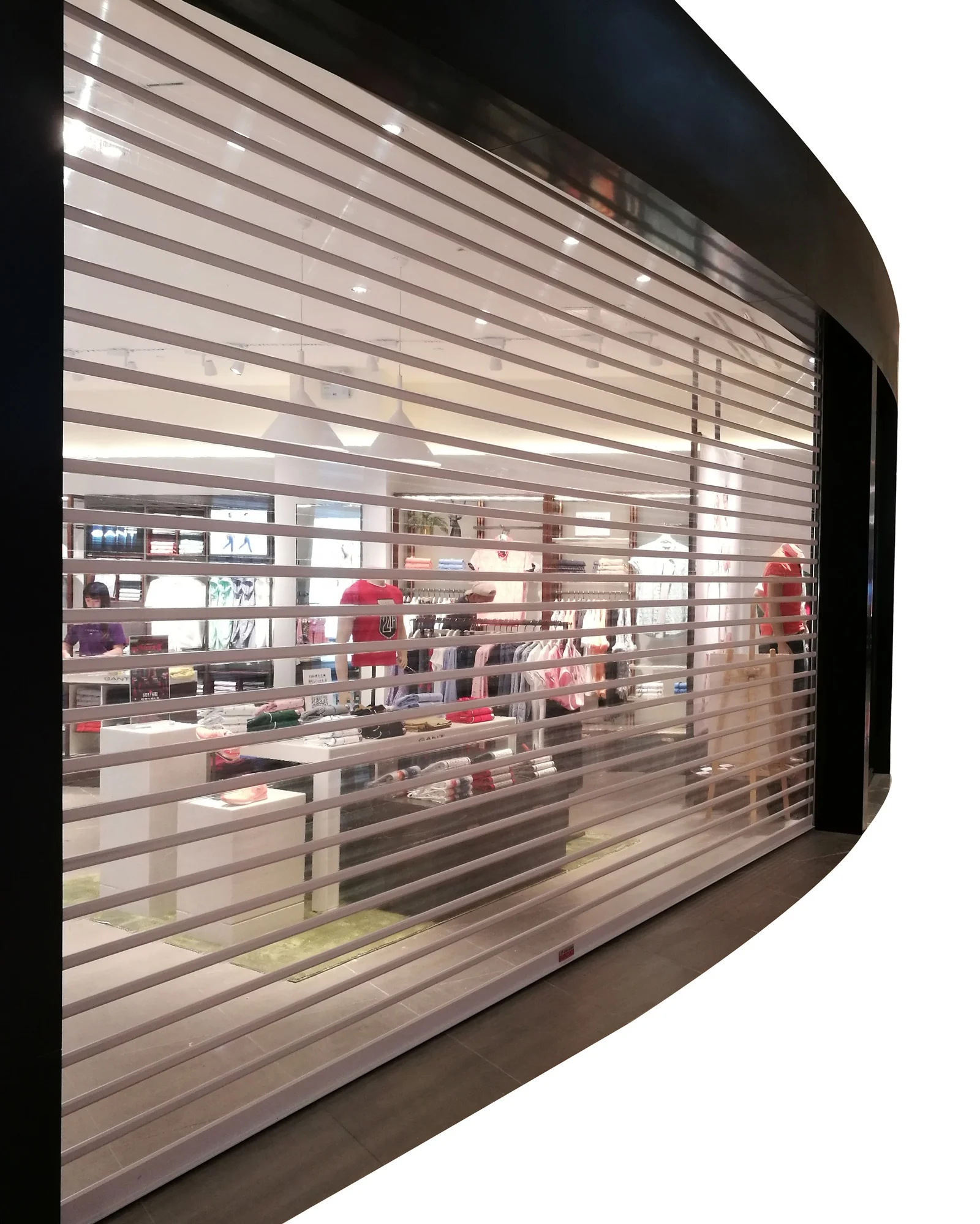 Roller Shutter Rolling Gate Automatic Clear Polycarbonate Sheet Roll up Doors Transparent Door Shopfront Plastic Graphic Design