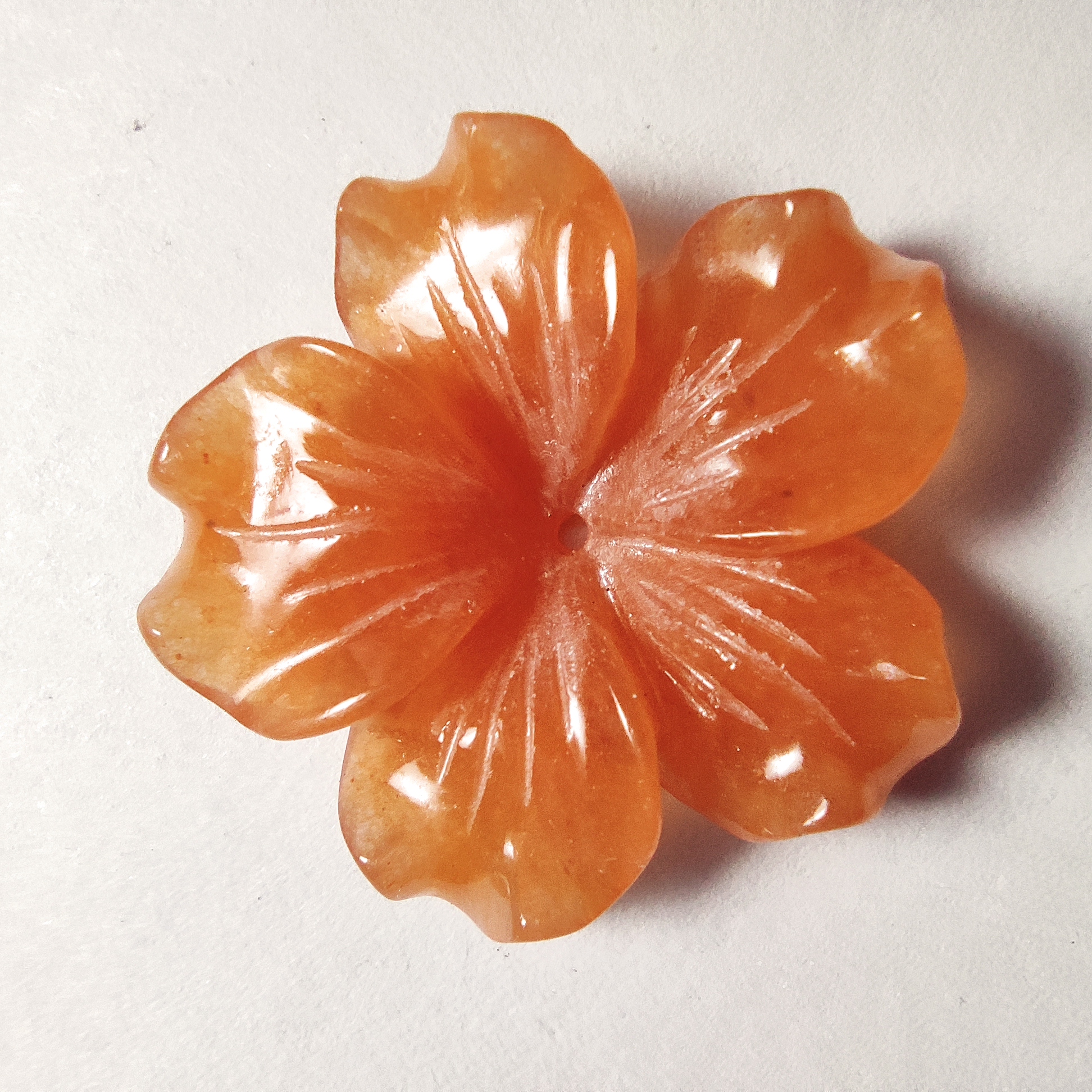 delicate exquisite red aventurine natural flower shape carving