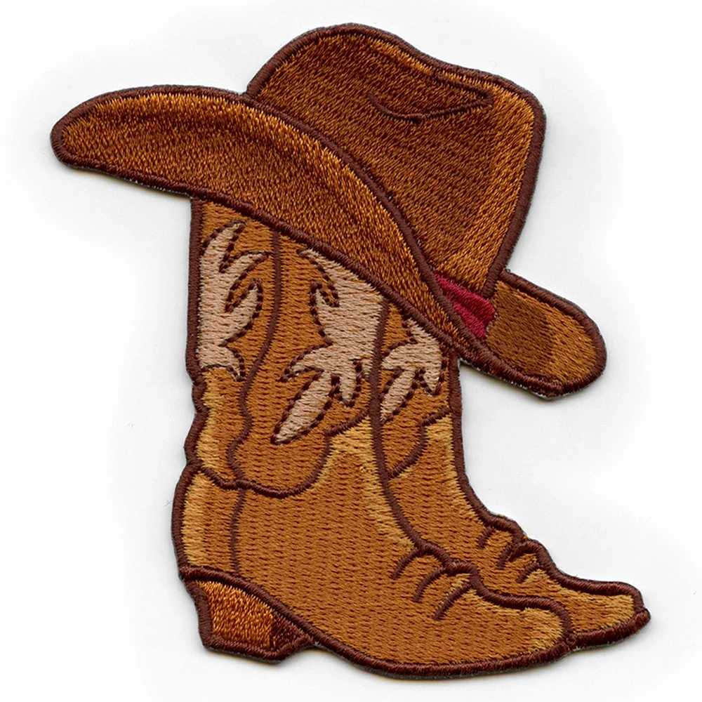 Factory Free Sample Embroidered Cowboy Boot Patches Iron On Embroidery ...