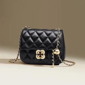 A-87 Women's High-Grade Korean Style Crossbody Shoulder Bag New Stock Diamond Pattern Chain Fashionable PU with Polyester Lining