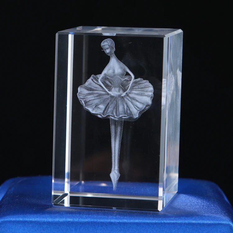 Hot Product Girl Ballet Dancing Match Type 3d Laser Engraved Crystal Cube