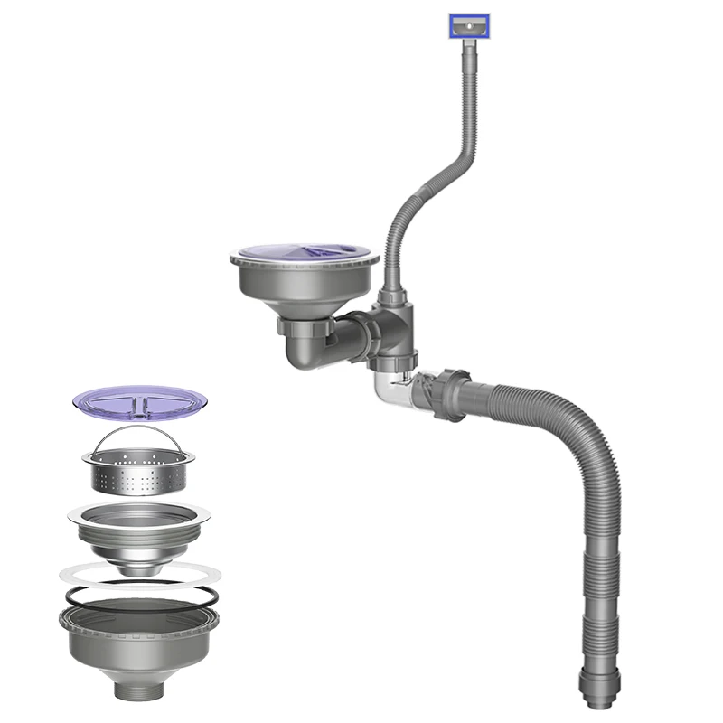 OSONOE Hot Sale 185mm Korte Afvoerbuizen Keuken Gootsteen Afvoerpijp voor Enkelbak met Flexibele Gootsteen Afvoerpijp