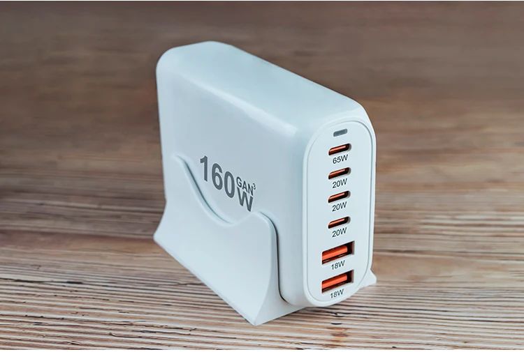 160W USB C充电器C型PD 65W GaN快速充电4 usb-c + 2 usb-a 6端口台式充电器站,用于手机平板电脑和笔记本电脑
