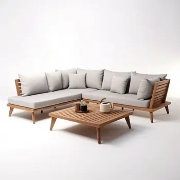 Luxury Villa Modern Teak Garden Furniture Sofa Set Solid Teak Wood Sofa set Outdoor Furniture
