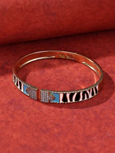 Bridetalk S925 Sterling Silver Gold Plated Zircon Vintage Bangles Ladies Classic Dainty Jewelry Gift Women Wedding Anniversary