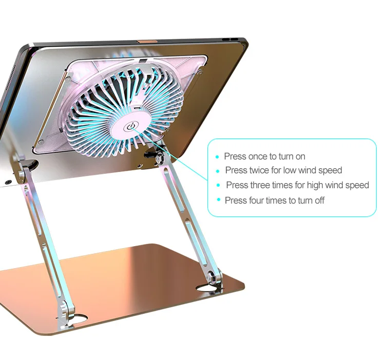 Portable Adjustable Gaming Laptop Stand And Fan Cooler Aluminum