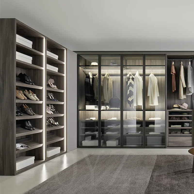 CBMMART Modern Customized Mirrored Wardrobe Glass Door Walk in Closet for Bedroom Furniture