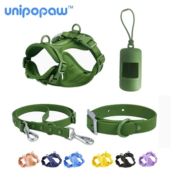 Waterproof Durable Luxury Personalized PVC Dog Leash Collar Poop Bag Dispenser Soft No Pull Custom Logo Neoprene Dog Harness Set