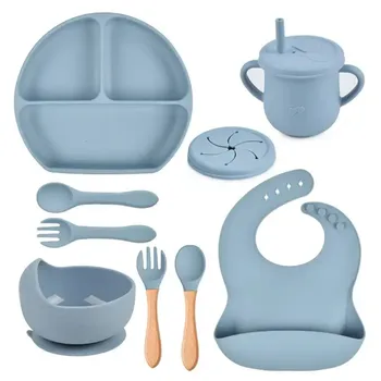 Hot Sale fast delivery wholesale baby silicone feeding set tableware kids dining products supplies for kids