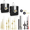 2 Clock Movements + 2 Iron Hooks + 5 Sets Clock Hands Gold Black