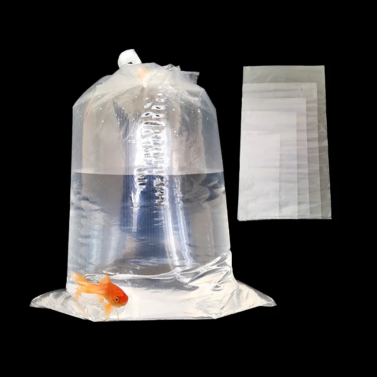 Factory Custom Transparent Inflatable Oxygen Bag Plastic Live Fish Shipping Air Packing Bags