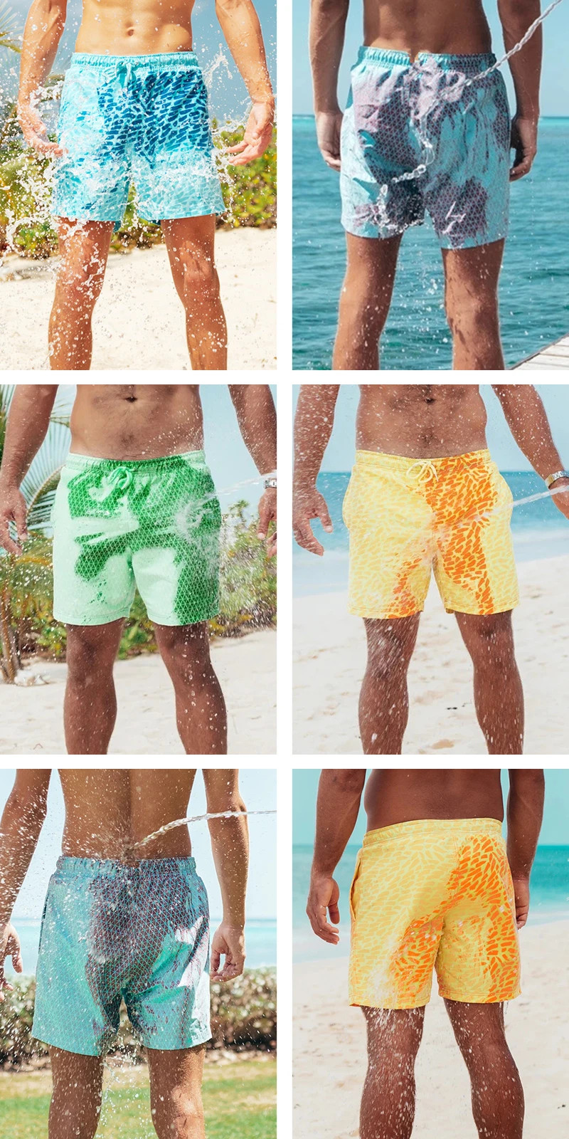 Men Female Color Changing Shorts Magical Change Discoloration Shorts Swimming Pants Quick Dry Beach Trunks Shorts753_voghion.com