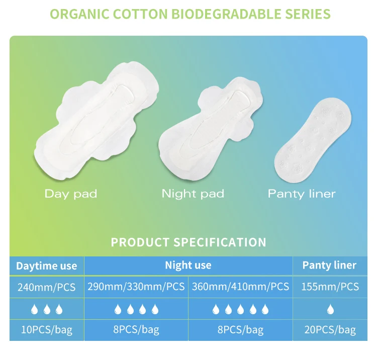 Premium Organic Cotton Biodegradable Sanitary Napkins China