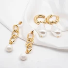 Earrings Baroque Mother Of Pearl Huggies Stainless Steel Earrings For Women 2022 Natural Stone Crystals Pendant Hoop Earrings