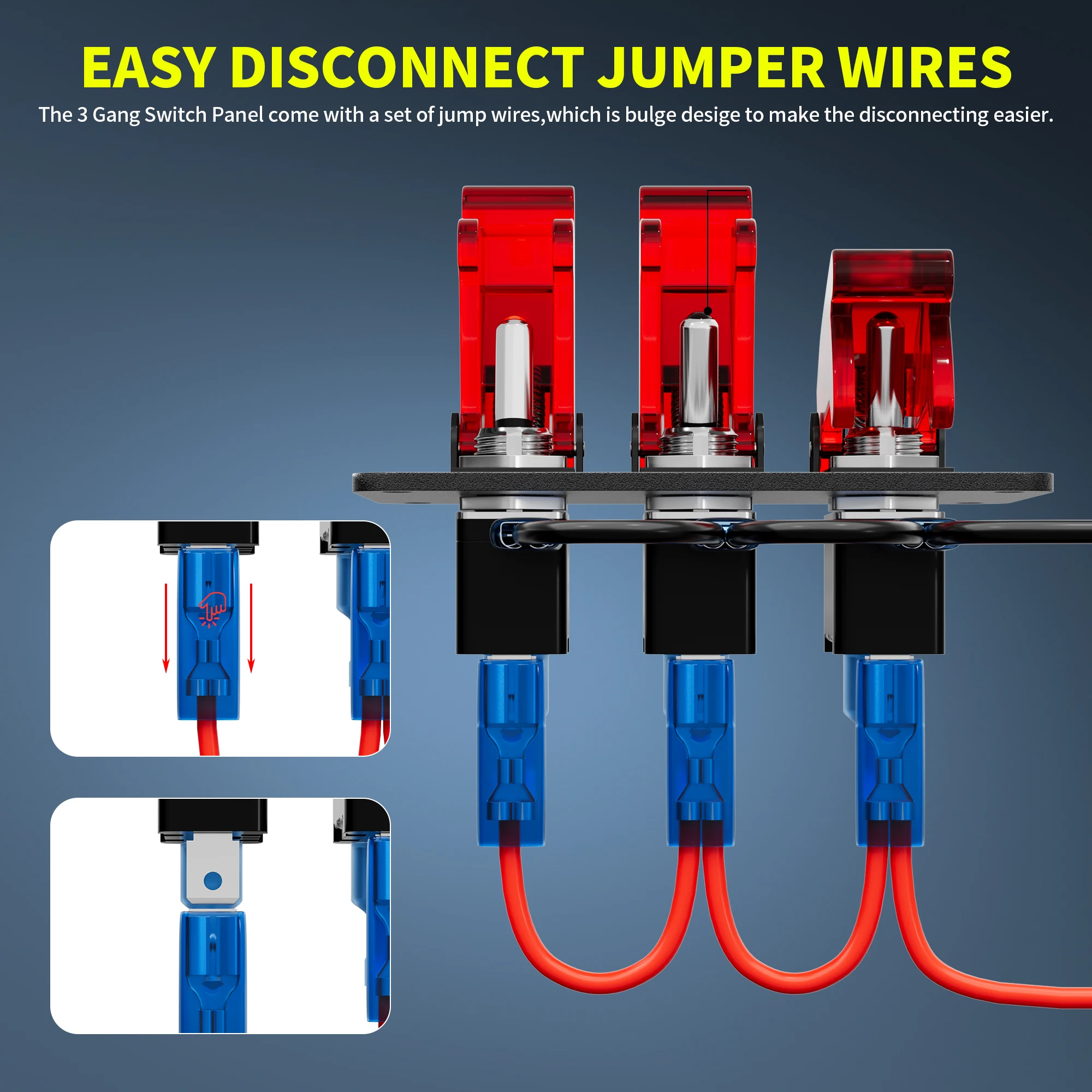 20A 12VDC 3 in 1 Ignition ON-OFF Red LED Illuminated Switch