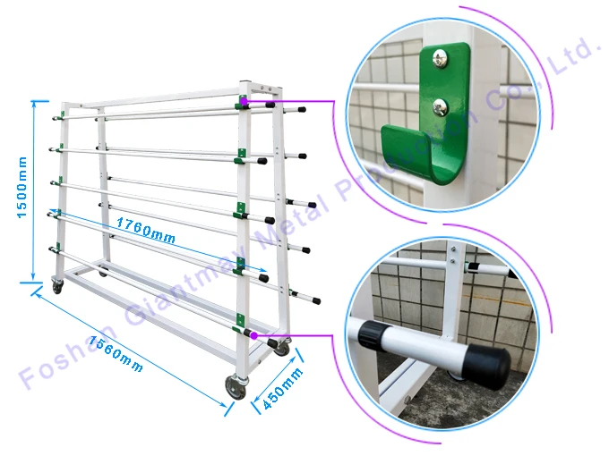 Professional Design Custom Removable Double Sides 16 Rolls Fabric Display Rack Holder for Cloth Art Market