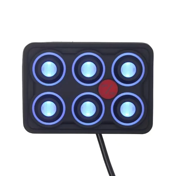 6 Gang RGB Auto-Dimmable Switch Panel Memory Function IP68 Waterproof Universal 12-24V Relay System for Yachts Trucks