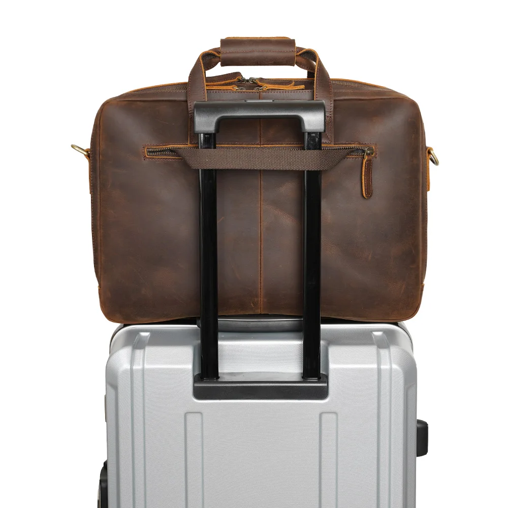 TIDING borsa da viaggio in pelle di mucca da 17 pollici di grande