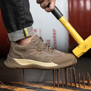 JIANKUN Unisex Low Cut Comfortable Safety Shoes Microfiber Leather+Mesh with Rubber Wear-Resistant Non-Slip Anti-Smash/Puncture