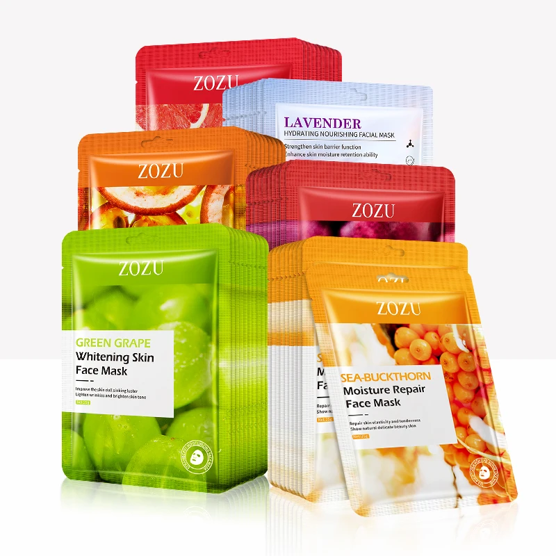 Private Label ZOZU Plant Extract Deep Moisturizing Nourishing Whitening Facial Sheet Mask for Skin