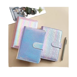 Shiny Money Binder Organizer Handmade A6 Leather Juornal Budget Planner Notebook Cover with Cash Envelopes