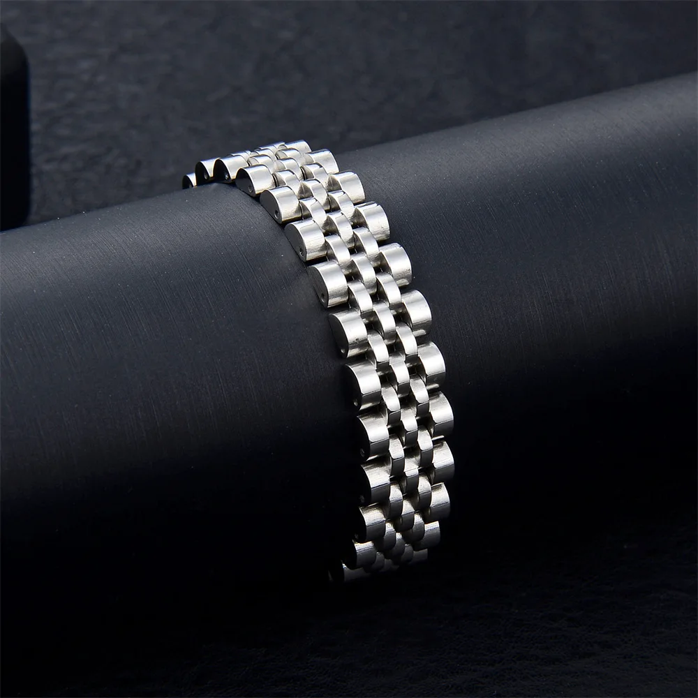 Popular in Euro Market New Women's Jewelry 10-15mm Width Italian Charm  Bracelet Customized Fashion Stainless Steel Bangle Men