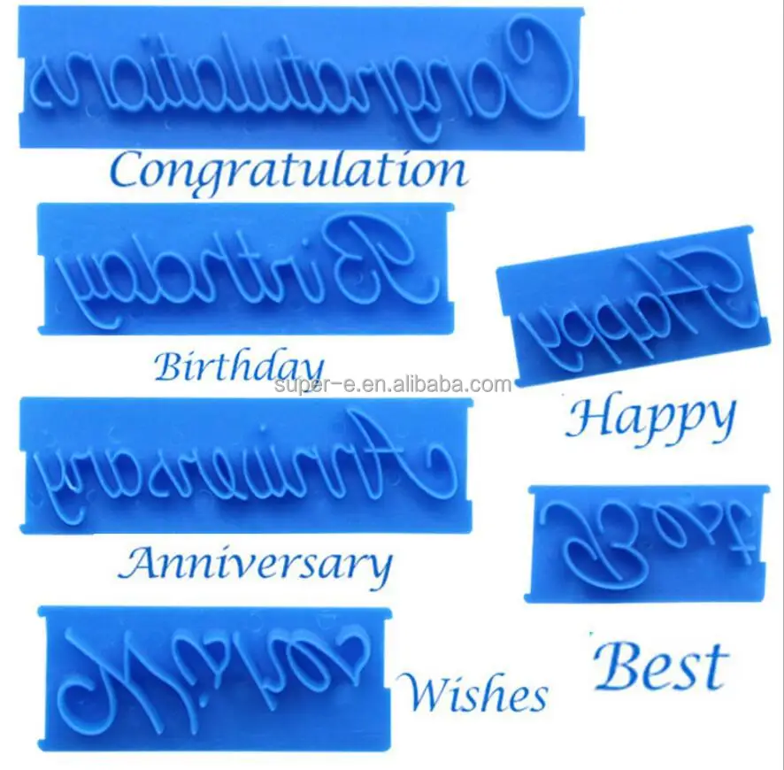 Diy 6pcs Happy Birthday Cake Letter Printed Stamp Plastic Alphabet
