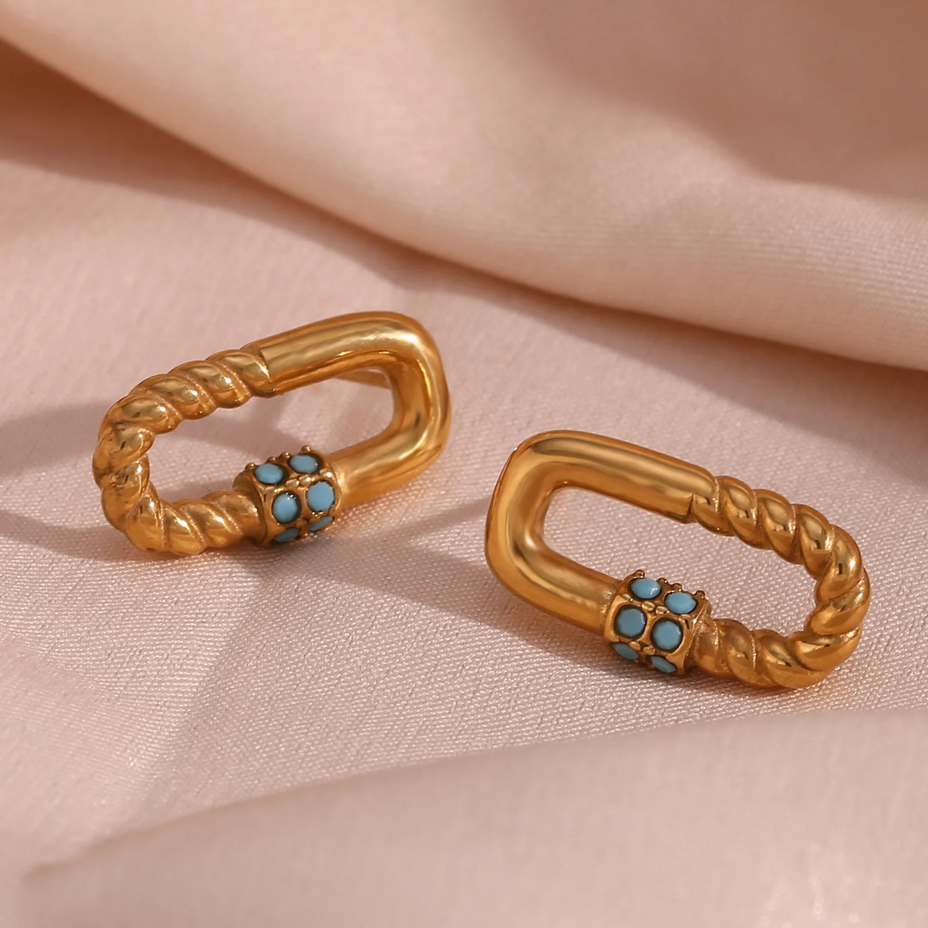 Vintage O Shape Twisted Stud Earring 18k Gold Plated Earring Tarnish