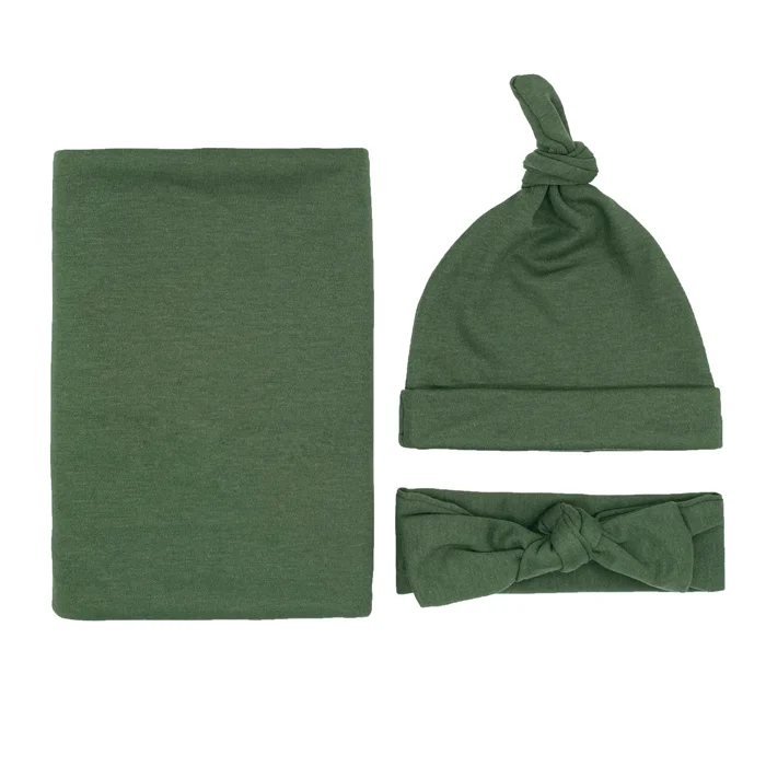 Newborn Baby Girl Boy Swaddle Wrap Blanket Sleeping Bag Headband Hat