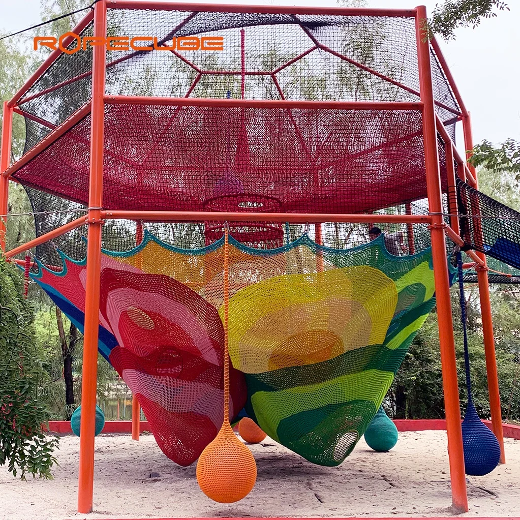 Ropecube Factory Customized Colorful Rope Spider Web Playground Outdoor Fitness Equipment for Children Climbing Play Set