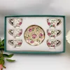 Pink Lotus small cup apricot plate-6 cups 6 plates