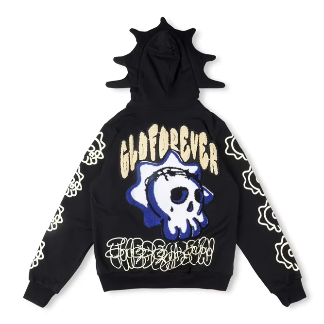 Glo Gang the Glory Full Zip Hoodie - Beverage Cartoon Printed