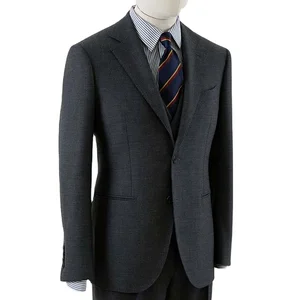 Custom Men's Charcoal Grey Wool Suit Pants 2-Piece Business Suit with Single Breasted Zipper Fly Plus Size Made to Measure