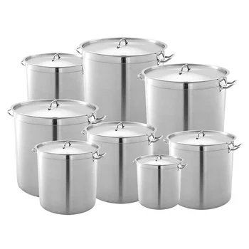 Large Capacity Induction Bottom Durable Kitchenware Stainless Steel Restaurant Pot For Cooking