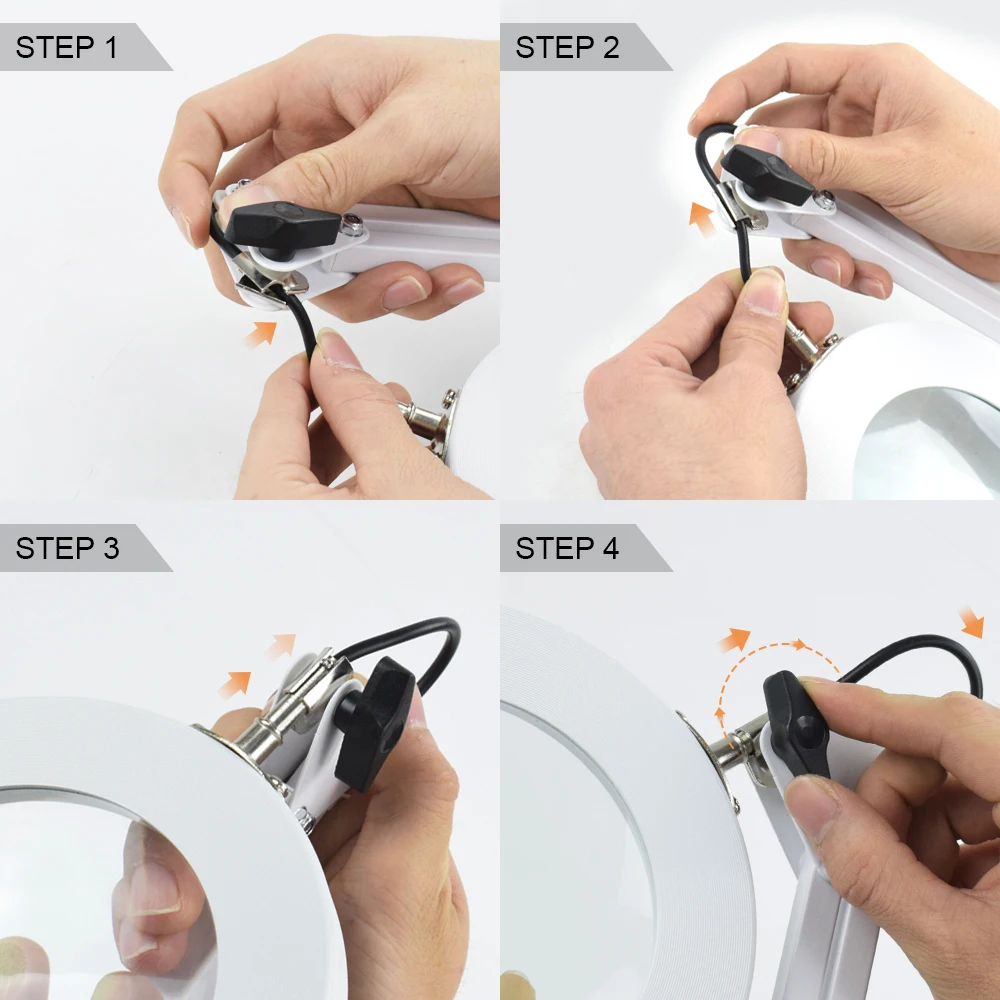 15X White Foldable Magnifying Glass with LED Light Third Hand Soldering  Tool Desk Clamp USB Magnifier Welding/Reading Table Lamp