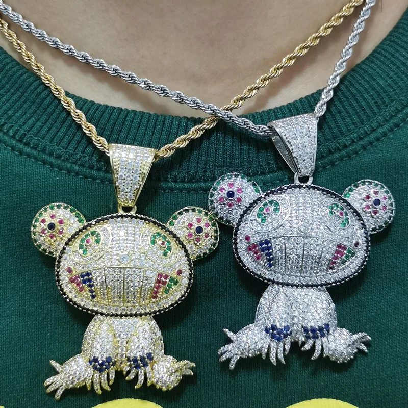 New Iced Out Animal Bear Pendant 