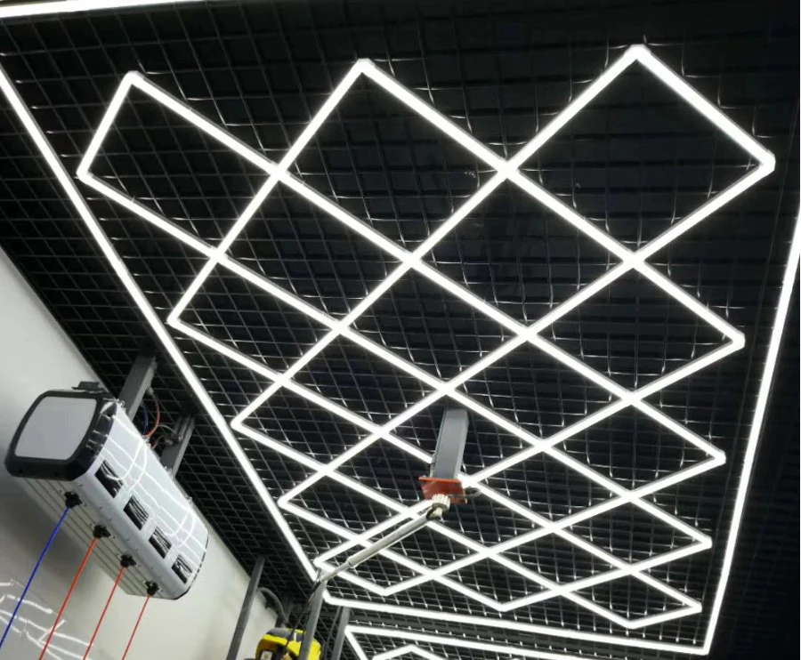6500k Custom Designed Led Hexagon Garage Lighting Suspended Led Car Care Workshop Detailing Light