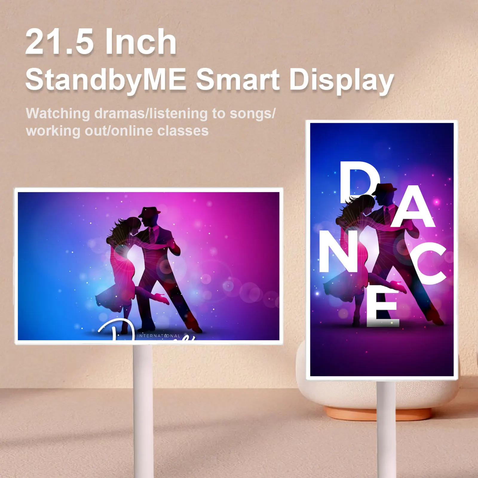 21.5 Inch HD Android Smart Screen Wireless Monitor Interactive Touch LCD Display With Built-in Battery Moveable Stand