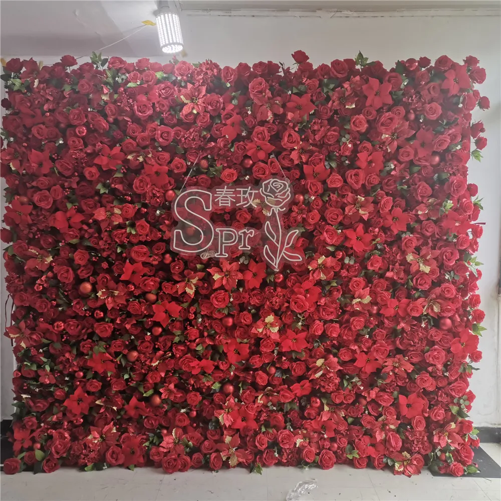 Spr Flower Wall Roll Rose Hydrangea Panel Backdrop Artificial Wedding Portable 3droll Up Flower