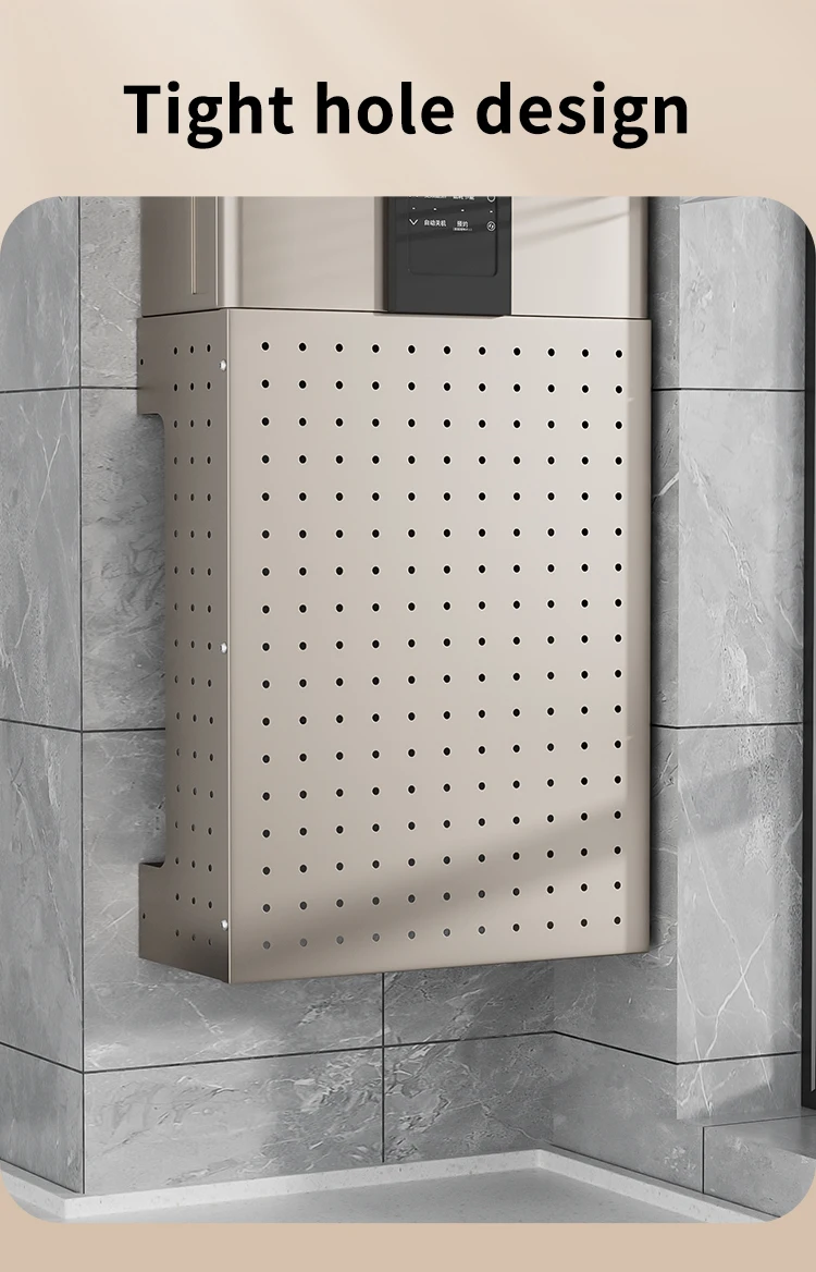 Champagne Gold Kitchen Gas Water Heater Cover Hole Plate Wall Organizer Shelf