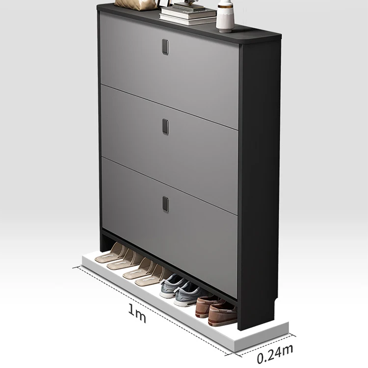 Luxury Modern Wooden Shoe Rack Cabinet - Double-Deck Storage