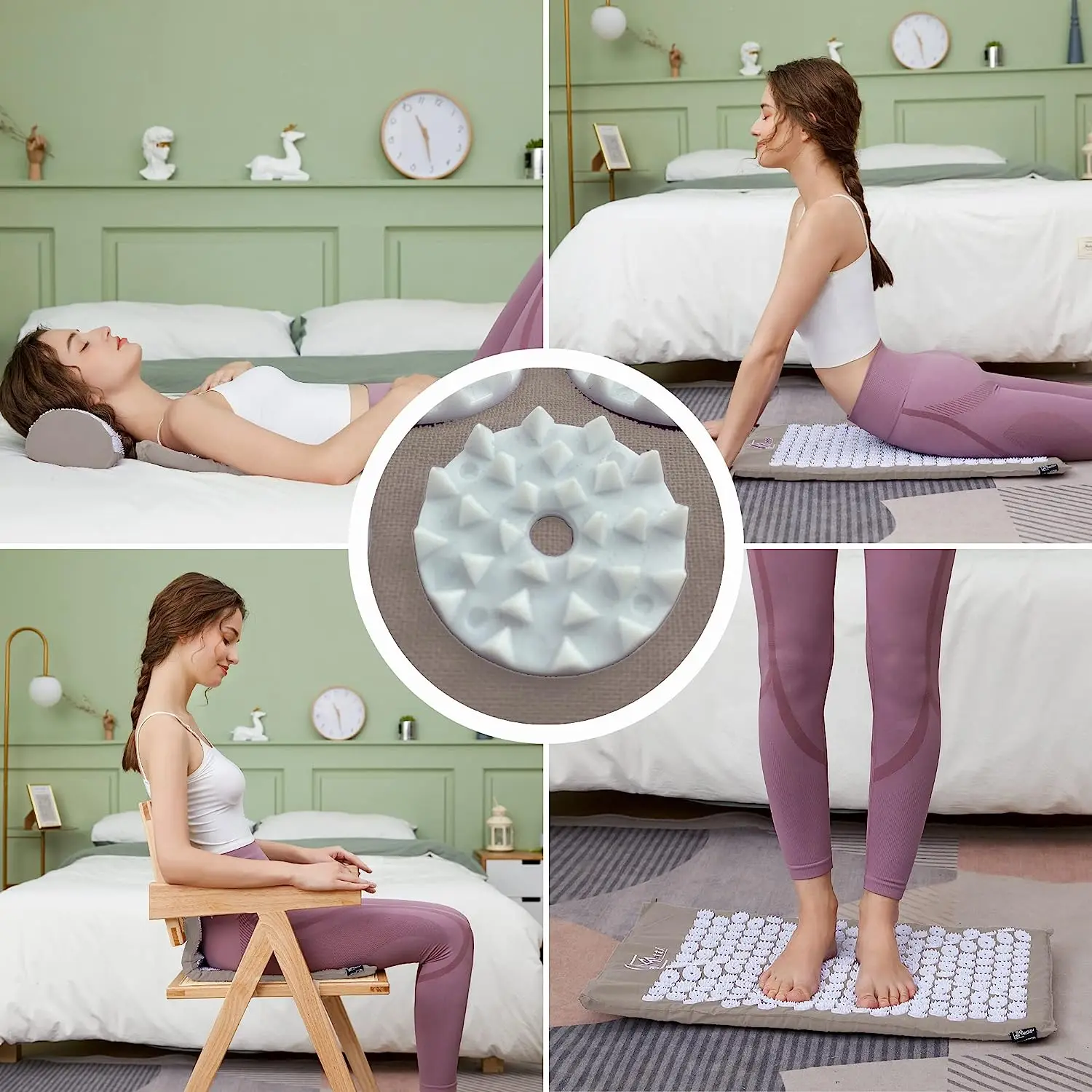 l0094 eco friendly yoga mat massage acupressure mat organic acupuncture foot mat and pillow sets for body health-2