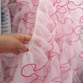 Nastro Organza Bicolore Bianco E Rosso: Pizzo 3D Con Volant, 2,6m X 10cm Per Decorazioni Fai Da Te - 2