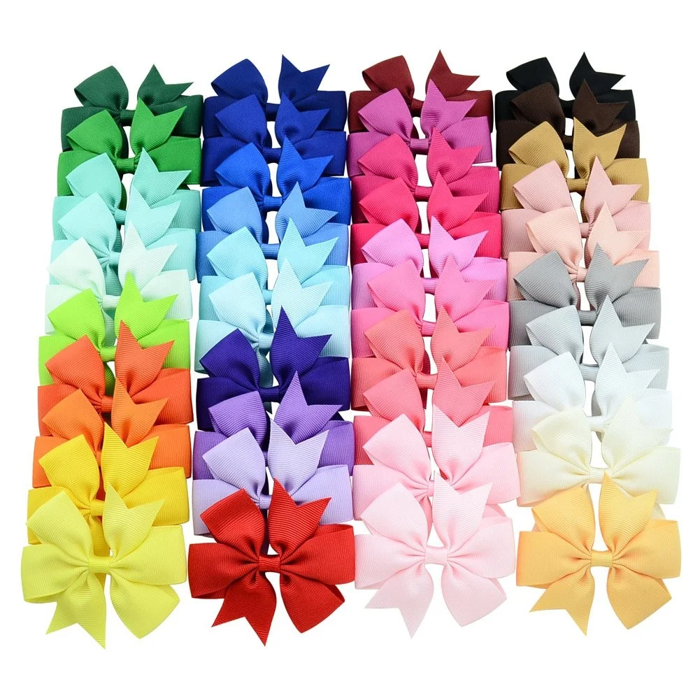 Wholesale Hair Bows Clips Solid Color Grosgrain Ribbon Larger Hair Bow Alligator Clips Hair Accessories
