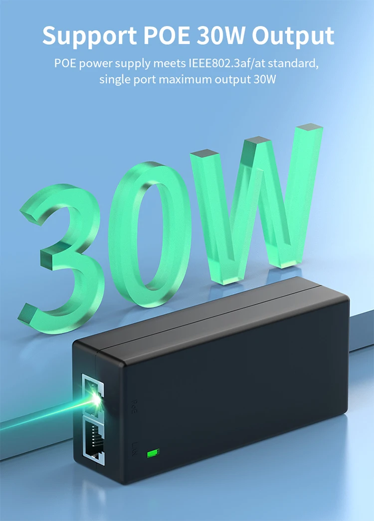Gigabit POE Injector 30W with IEEE 802.3at/af Plug and Play 1000Mbps PoE Injector Adapter for IP Camera,Wireless AP,Surveillance