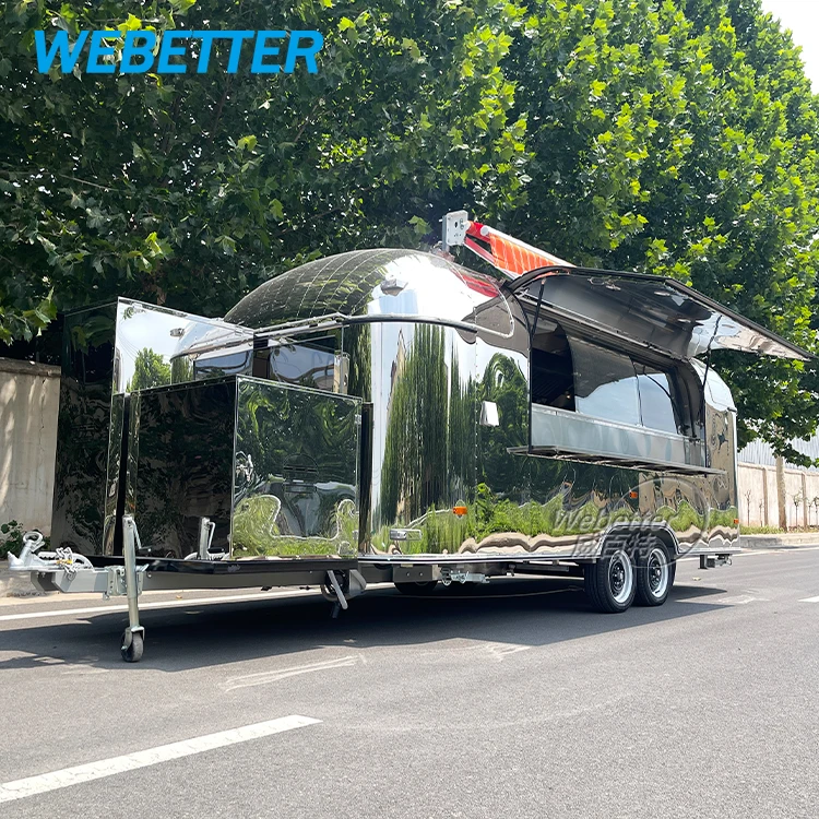 WEBETTER Mobile Mobile Food Trailers Fully Equipped Stainless Steel Mobile Coffee Ice Cream Fast Food Truck With Full Kitchen