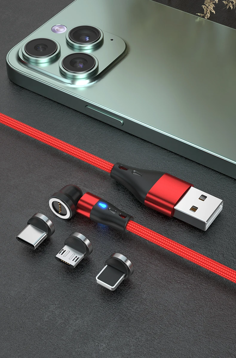 540 Cable Usb 3 In 1 Fast Charging Cable L Shape & Straight 3a