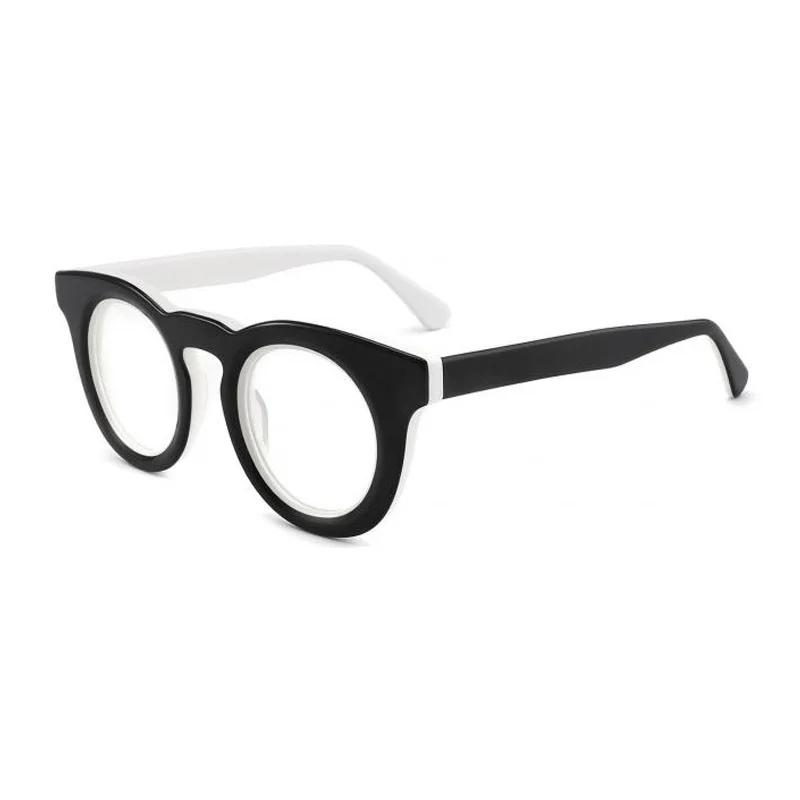 G2402 Artistic Thick Frame Stereoscopic Bevel Glasses Frame Round Frame Personalized Contrast
